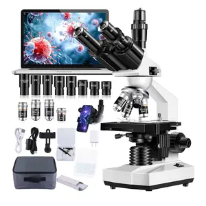 Trinocular Microscope 40X-5000X Magnification Laboratory Grade with Dual Mechanical Stage and HD USB Camera Microscopes for Adults（Adult Trinocular Microscope with Electronic Eyepiece）