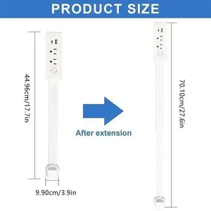 surge protector Outlet Extender Outlet electrical  Mountable Multi Plug Wall Outlet, with USB-A  USB-C & 2 AC, Extendable 17-27" Rotatable 180°  Surge Protector Power Strip,UL-certified power  cord,ideal for behind furniture in home/office