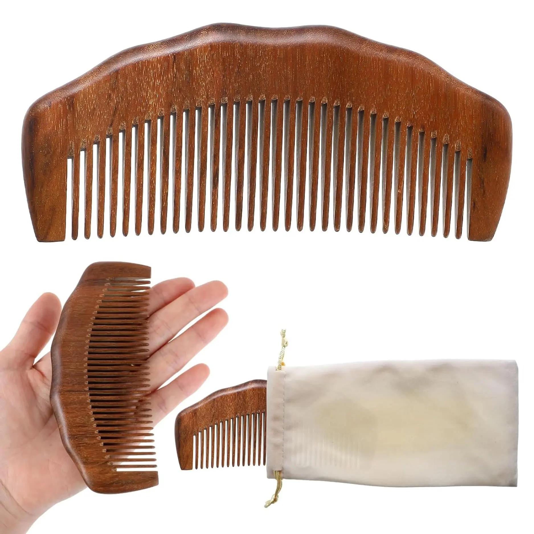 Natural Wood Sandalwood Birthing Comb - Durable Ergonomic Grounding Aid with Beeswax Polish, Comfortable Grip for Labor Pain Relief, Maternity Baby Shower Gift for Expecting Moms, Dentist Visit Stress Reduction Tool