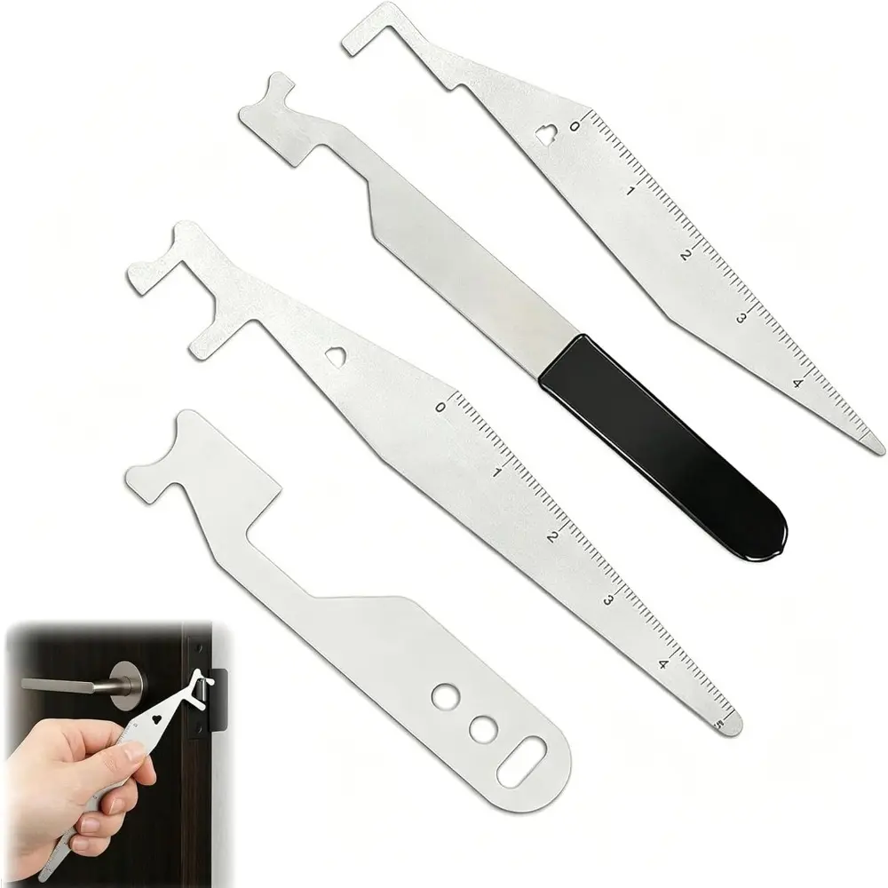 Fire Pick Door Opener Tool 4 Pcs For Firefighter Rescue Breaching Kit | Integrated Ruler Scale, Dual Hook Design, Ergonomic L-Shape, Steel Build