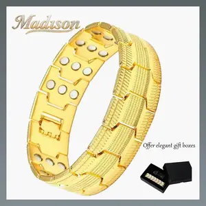 Gold Copper  for Men, 3X Ultra Strength  , 99.99% Pure Copper with 3500 Gauss Neodymium Magnets, Adjustable magnetic therapy bracelet Fashionable Bangle Elegant