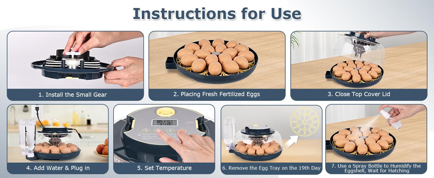 18-Egg Incubator — Fully Automatic Egg Turning & Water Refilling; Features Digital Temperature & Humidity Display, Incubation Countdown Timer, and Built-in Egg Candler; 360° Panoramic Viewing Design; Suitable for Incubating Chicken, Duck, and Quail Eggs.