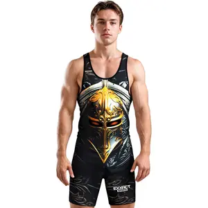 Exxact Sports Sublimated Adult Wrestling Singlet - Premium Powerlifting Singlet for Men Singlets (Spartans)