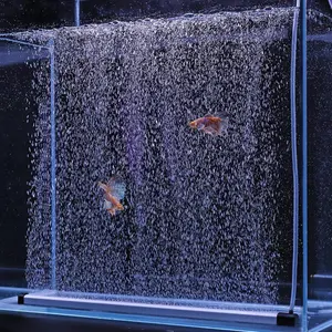 Aquarium Bubble Strip, Nano Air Bubble Curtain Wall Aquarium, Quiet High Dissolved  Diffuser Fish  Bubbler Decorations Self-Sinking for Freshwater Saltwater (16.9 Inch)