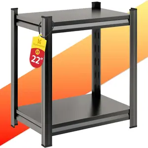 Metal Garage Shelving Unit, Heavy Duty Adjustable Storage Shelf, Steel Shelving, Industrial Shelves for Heavy Tools and Equipment (2-Tier 22" H x 24" W x 14" D)