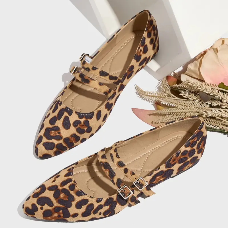 Fashion Leopard Print Mary Jane Shoes, Comfortable Soft Sole Shoes for Daily Wear, Lightweight Elegant Breathable Flats Shoes for Women & Girls