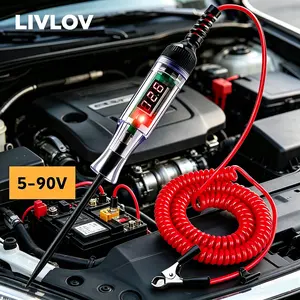 Led Car Circuit Tester - 5-90V Test Tool with Light & Hard Steel Probe, Car Circuit Low Dc Voltage Tester, Professional Car Inspection Tool
