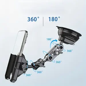 Adjustable Car Dashboard Mount, Large Suction Cup Aluminum Phone Holder, Multi-Joint Flexible Support Arm, Secure Grip, Compatible with 4.7-7 Inch Smartphones, ABS Material, Suitable for All Vehicles and Occasions