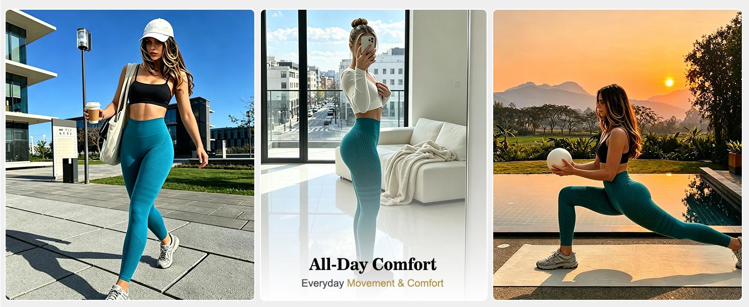 Jetjoy Women's 3D Anti-Cellulite Compression Leggings - High-Waisted, Butt-Lifting, Tummy-Control Seamless Leggings for Women with Resistance Band Body Sculpting for Running, Gym, Yoga