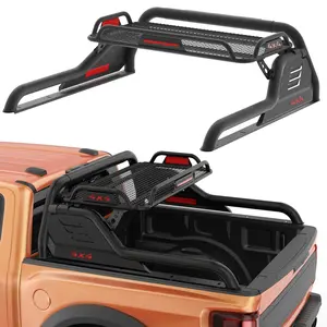 Truck Roll Bar with Cargo Carrier Basket, Adjustable Sport Rack Roll Bars Chase Rack Fit for Ford F-150/F-250/F-350,Dodge Ram,GMC Sierra,Chevy Silverado,Ranger,Tundra,Frontier,Titan (Full & Mid Size)
