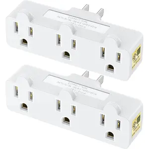 [UL Listed] Cable Matters 2-Pack Spaced 3 Outlet Adapter, 3 Plug Wall Adapter, Grounded Plug Extender