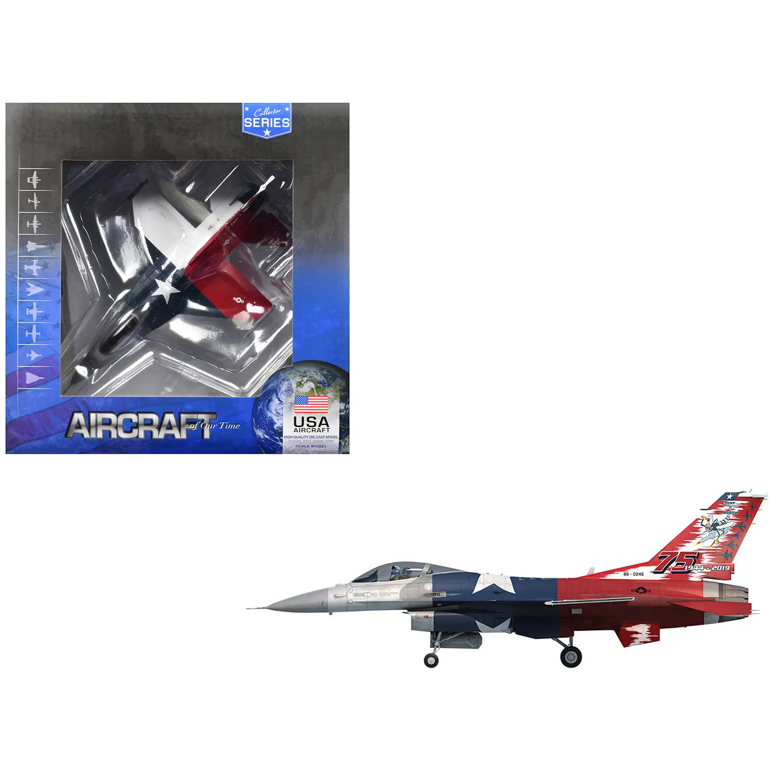 Lockheed F-16C Fighting Falcon Fighter Aircraft "75th Anniversary" (2019) US Air Force 1/100 Diecast Model by Air Force 1