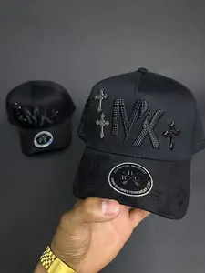 Mexico Black Angel Rhinestone Metal Crosses Hats