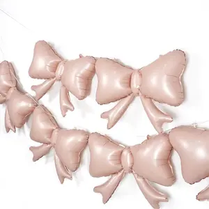 6 count  Bow Balloons, Macaron  Matte Metallic Bow Foil Balloons for Girls Women Bowtie Birthday ,  Shower,  , Balloon Garland Accessories