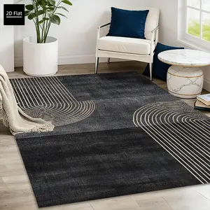 Large Rectangular Artistic Rug with Modern Lines and Velvet Finish, 850g/m² High-Quality Anti-Slip Backing, Versatile for Living Room Bedroom Hallway, Light Luxury Minimalist Design, Suitable for Full House Indoor Decor in Modern Style