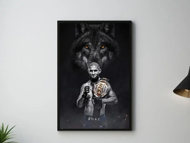Khamzat Chimaev, Borz, Poster, UFC Poster, Poster Ideas, Fighter Poster, Wall art Decor, ufc 319, mma artwork, middleweight champion MMA Present
