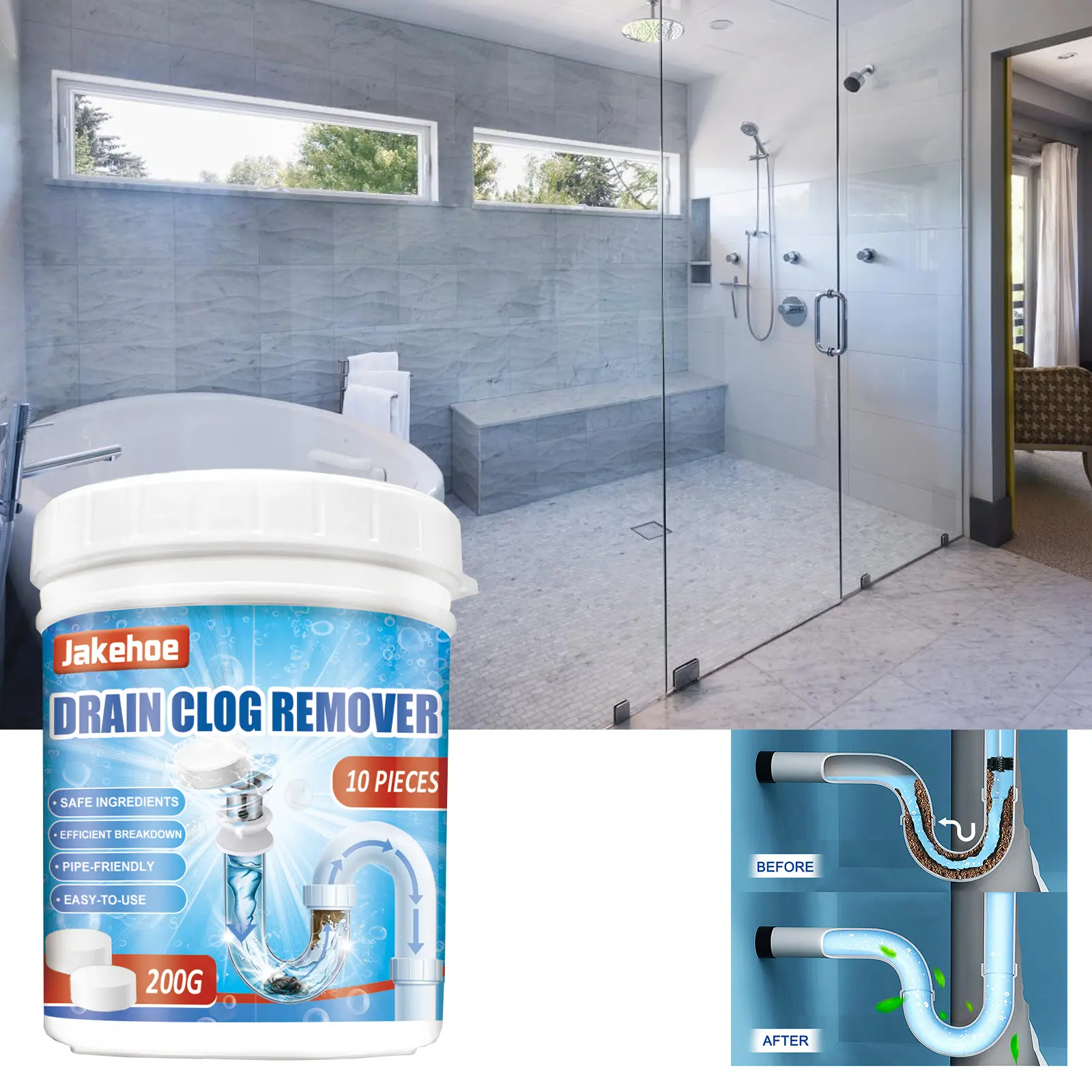 Powerful Pipe Dredging Agent, Powerful Pipe Cleaner, Suitable For Kitchen And Bathroom Pipes, Quick Cleaning Tools, All-Round Powerful Cleaning Tools For Home UseZK Household