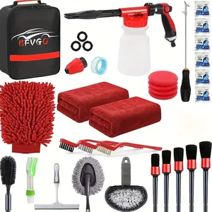 31Pcs Car Wash Detailing Kit Cleaning Kits With Foam Gun Sprayer Brush Large Wash Mitt Towels Complete Interior Exterior Car Washing Supply Set
