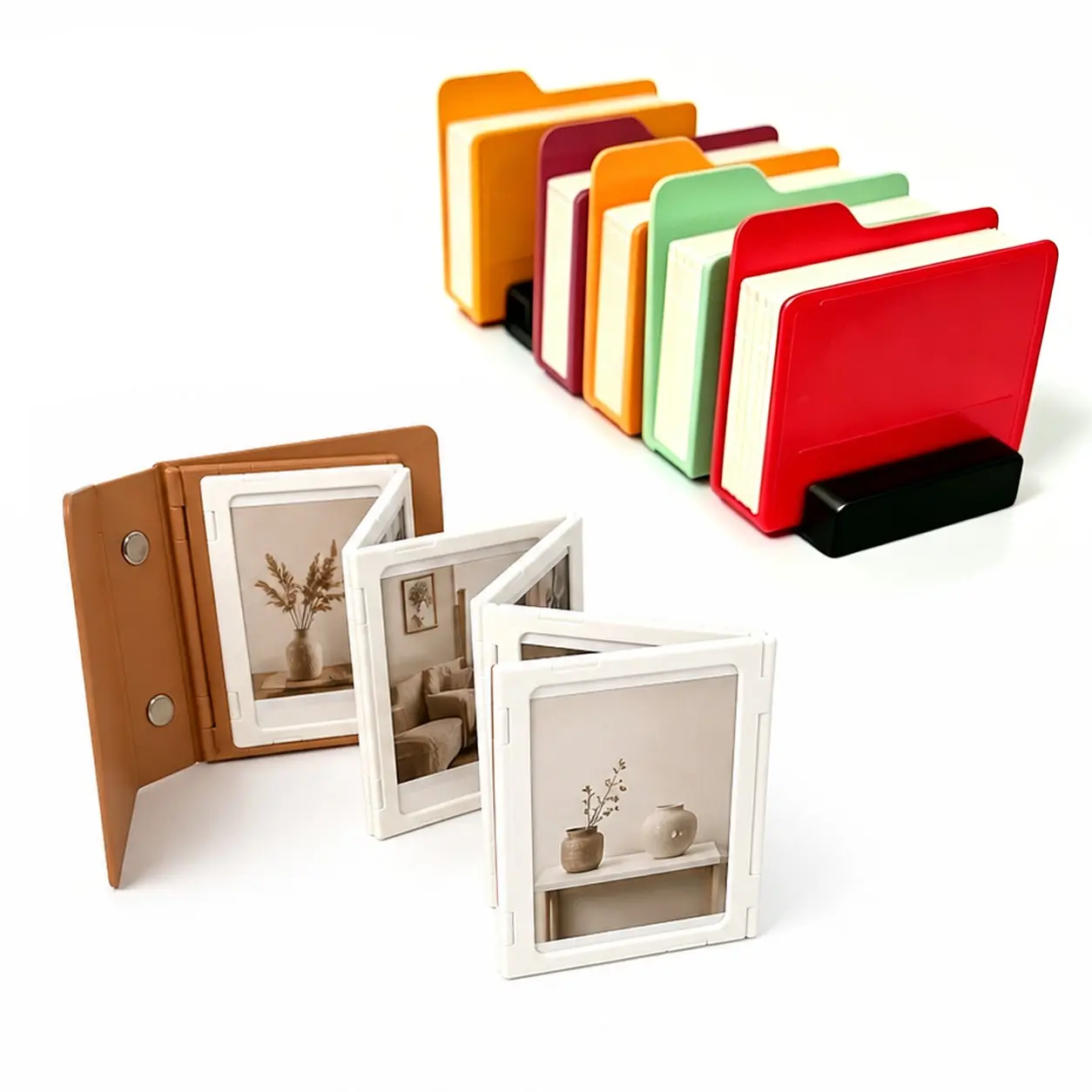 3D Printed Creative Folder Album, Magnetic Base Photo Frame, Foldable Desktop Organizer, 3D Printing Craft Decorative File Holder