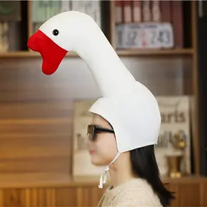 Cute Funny Novelty Plush Animal Fruit Hat Mask Cap, Photo Props Dress Up Headgear for Cosplay Halloween Party Costume (Goose)