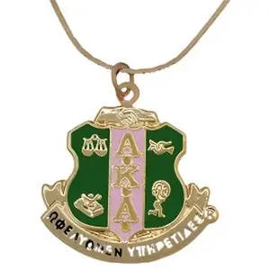 Alpha Kappa Alpha AKA Shield Necklace Gold