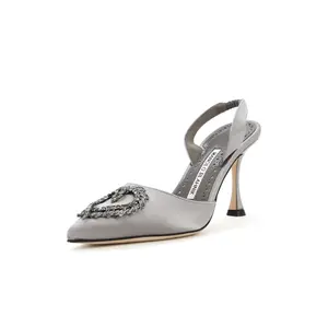 Pre-owned Manolo Blahnik Women's Antiphona Slingback Pumps Satin 90 by Rebag