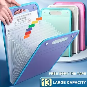 13-Compartment File Organizer Bag, Durable PP Material A4 Document Holder, Portable Fashionable Design for Home Office Use