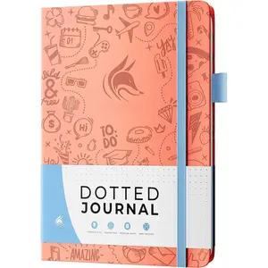 Dotted Journal 2.0 - Compact Planning and Sketching Dot Grid Notebook 120 GSM Thick, No-Bleed Paper - Planner with Pen Loop, Pocket, Ribbons, Stickers A5 - Light