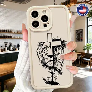 Artistic Christian Cross Lion Jesus Faith Design Case for iPhone 17 16 15 14 Pro Max 13 12 11 XR XS Plus Air Slim Shockproof Anti Drop Lightweight Durable TPU Cover