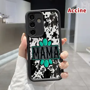 Mama Turquoise Print Phone Case Compatible with Samsung Galaxy S26 S23 Ultra S24 Plus S25 S22 Shockproof Full Camera Protection Durable slim Silicone Cover
