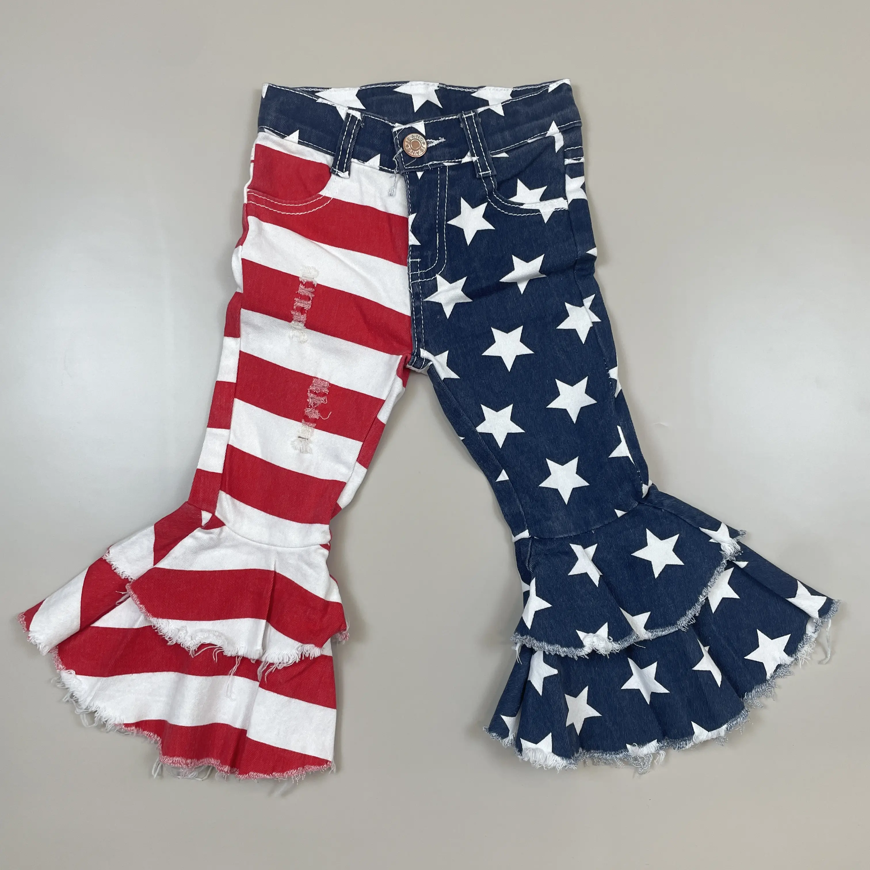 Girl Bell Bottom Jeans Star Flag 4th Of July Jeans Patriotic Clothing