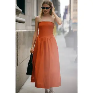 Anthropologie Stateside Strapless Twofer Midi Dress LARGE Fiesta Red