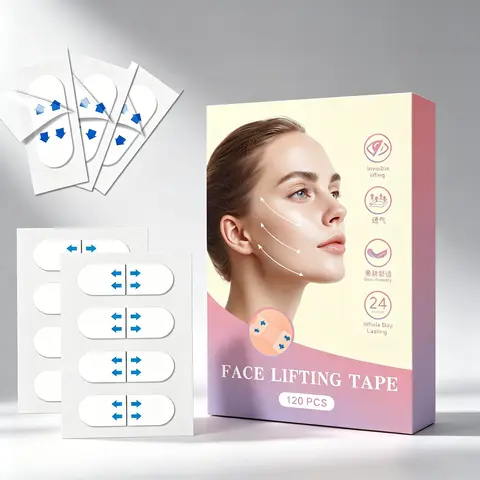 120PCS Invisible Facelift Wrinkle Reducer Tape - Temporary Face Tightener, Jowl Contouring, Double Chin & Eye Smoothing, Waterproof, Makeup-Friendly Sensitive Skin Unscented Skincare Tool