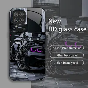 Black Racing drop-resistant glass phone case suitable for [Galaxy A12] protective film full cover protective glass back panel skin-friendly feel 995