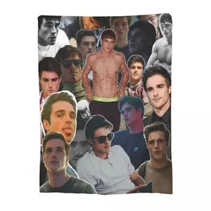 Jacob Elordi Merch Blanket Fleece Bedding Australian Actor Throw Blankets Relax Lightweight for Outdoor Plush Thin Quilt