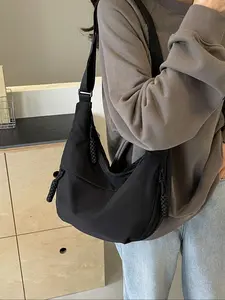 Women's Solid Color Crossbody Bag, Fashionable Multi-pocket Sports Bag, Casual Versatile Shoulder Bag for Daily Used, Lightweight Crossbody Bag