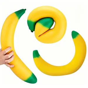 Super Stretchy Banana Stress Ball, Giant Deformable Banana Squeeze Toy, Soft TPR Banana Fidget Toy for ADHD, Autism, and Stress Relief
