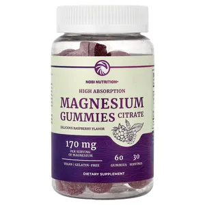 Nobi Nutrition Magnesium Citrate Gummies, High Absorption, Raspberry, 60 Gummies (85 mg per Gummy)