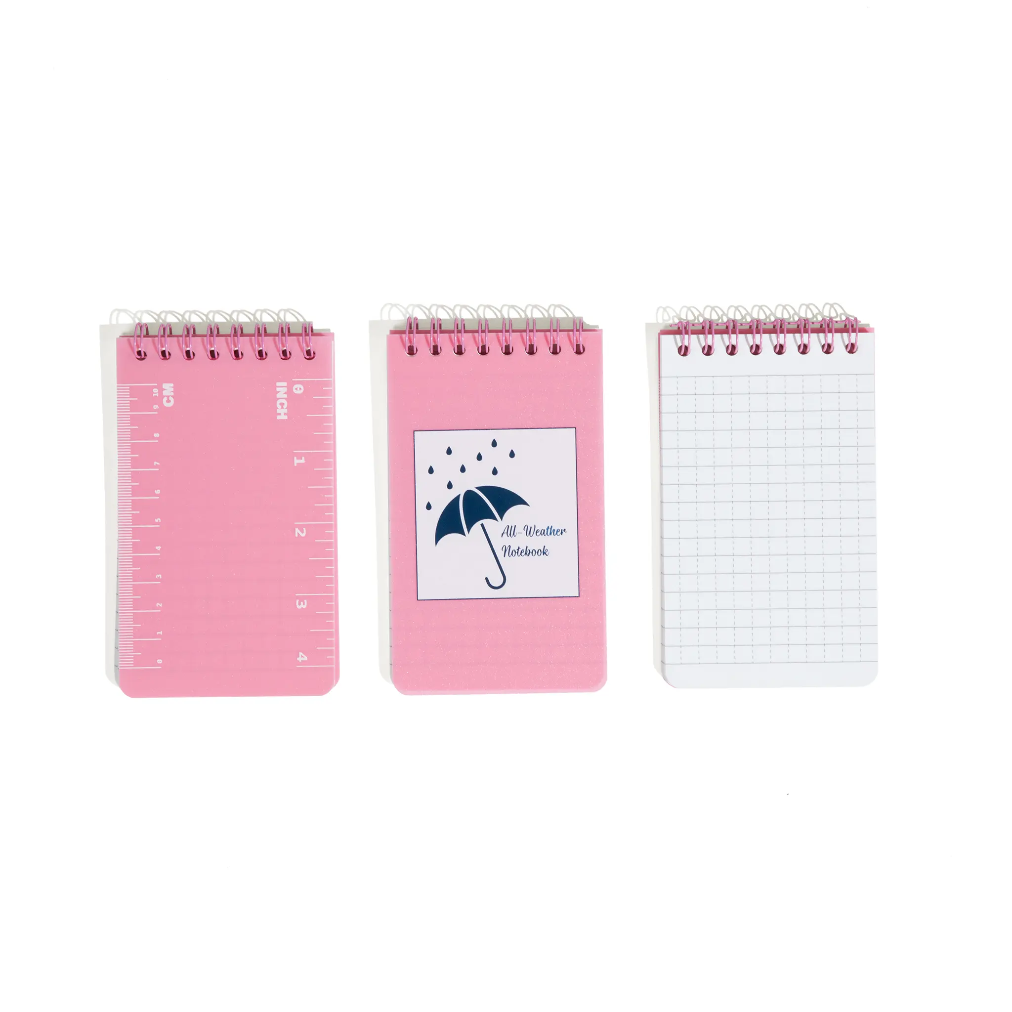 Waterproof Stone Paper Notebooks - 100 Pages / 50 Sheets per Notebook - Tear-Resistant, Pocket Size, Small Spiral Notebook - 3 Pack - 3" x 5" - Pink