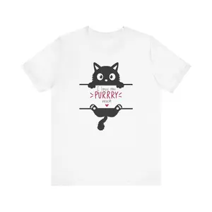 Men's cat lover, affectionate message, Valentine's Day Graphic T-Shirt - Short Sleeve Crew Neck Regular Fit Casual Wear | Soft & Breathable Fabric, Durable Print, Everyday Comfort, Machine Washable, cute and playful cartoon illustration funny and romantic
