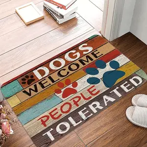 1 Small Dog Paw Print Welcome Door Mat Machine Washable Living Room, Bedroom Entrance Carpet Outdoor Mat Indoor Mat Home Decoration Room Decoration