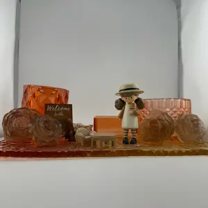 Handmade resin pen/makeup brush holders decorated with Molinta blindbox figurine.