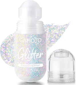 Roll-on Glitter for Face Body and Hair, Mermaid Sparkling Holographic Shimmer, Chameleon Color Rolling Sequins for Singer Concerts Rave Festival Halloween Party Carnival, 1.02fl.oz