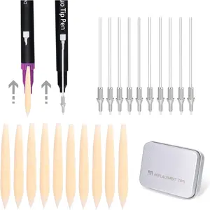 Duo Tip Brush Markers Replacement Nib Tips, Include 10 Brush Tips, 10 Fineliner Tips