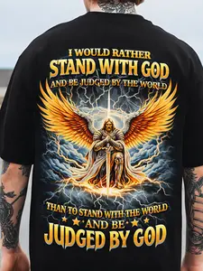 Men'S Christian Faith T-Shirt in Plus Sizes - Y2K Street Style, Featuring God'S Choice Print, Perfect for Church, Casual Outings, And As Christian Gifts - Machine Washable with a Crew Neck And Short Sleeves