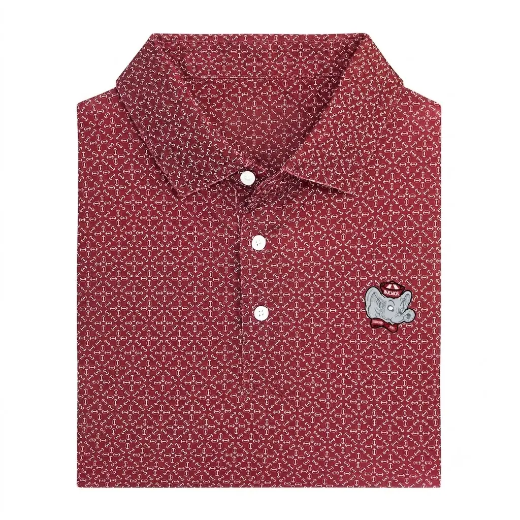 Alabama Big Al Gameday Printed Performance Polo Shirt, Short Sleeve Golf Fan Top