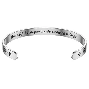 Mytys Motivational Cuff Open Bracelet｜"Beautiful girl, you can do amazing things" Uplifting & Stylish For the Girl