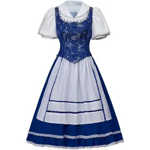 Princess Belle Cosplay Costume Belle Village Dress Women's Blue Maid Dress