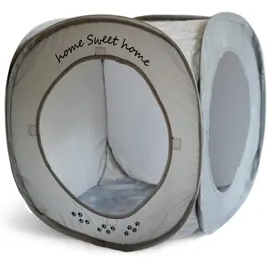 Sweet  Pop Up  Cube. A Collapsible Indoor  House. Covered Pet Bed Hideaway Cave for Dogs and Other Pets Too. (Pop Up Cube- Gray)