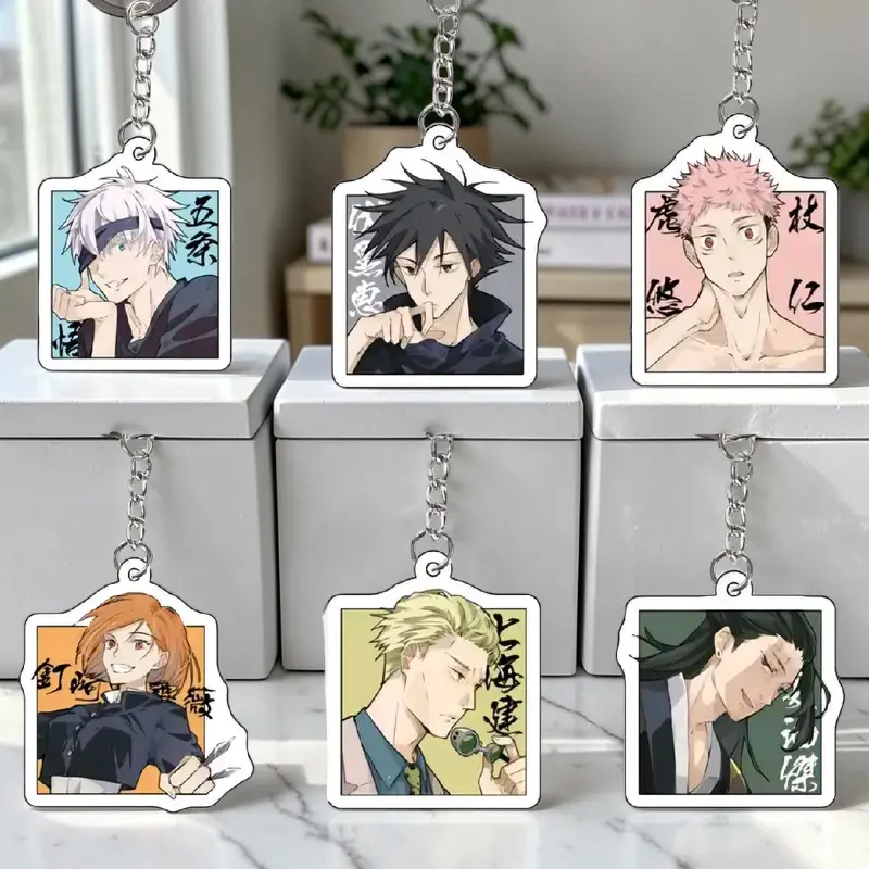 JJK Dark Fantasy Anime Style Acrylic Keychain – Chibi Sorcerer Character Bag Charm for Backpack & Keys